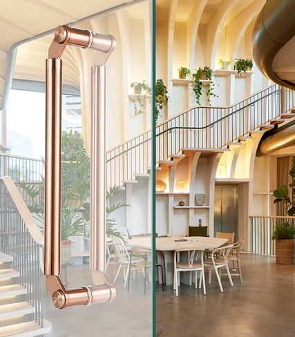 Rose Gold Push-Pull Door Handles Large Size, Commercial Metal Grab Bar for Glass Door, Simple Round Sliding Door Handle with Mounting Accessories (Size : 60cm/23 5/8"-56cm) in Saudi Arabia