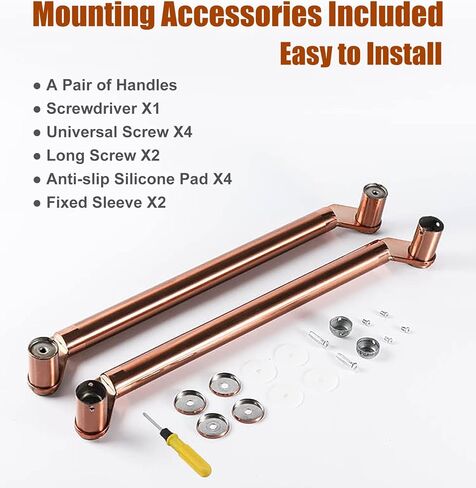 Rose Gold Push-Pull Door Handles Large Size, Commercial Metal Grab Bar for Glass Door, Simple Round Sliding Door Handle with Mounting Accessories (Size : 60cm/23 5/8"-56cm) in Saudi Arabia