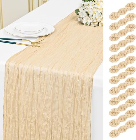 24 Pack Gold Table Runner 10Ft Cheesecloth Table Runner Boho Rustic Gauze Cheese Cloth Table Runners Romantic Long Sheer Fabric Tables Runners for Wedding Party Birthday Baby Shower in Saudi Arabia
