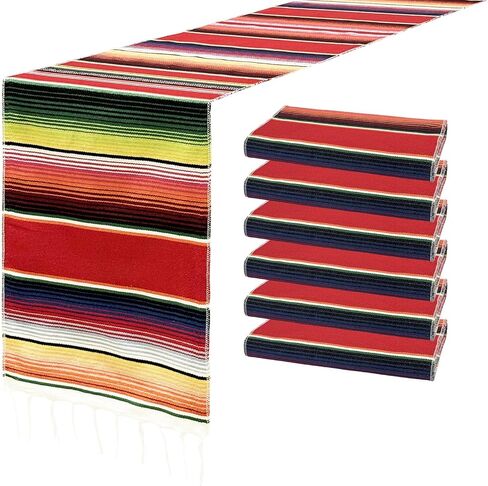 6Pack Mexican Table Runners 14 x 84 Inch Fiesta Mexican Party Decoration Mexican Runners for Table Cinco De Mayo Party Wedding(Red) in Saudi Arabia