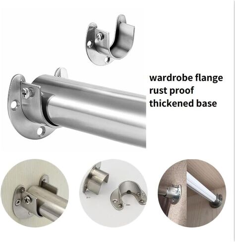 Stainless Steel Clothes Rail Closet Rack Curtain Rod Shower Supports Hook，51.5 * 21.7mm,1 Piece in Saudi Arabia