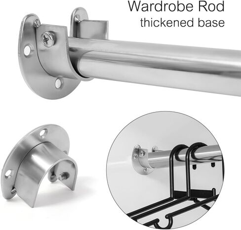 Stainless Steel Clothes Rail Closet Rack Curtain Rod Shower Supports Hook，51.5 * 21.7mm,1 Piece in Saudi Arabia