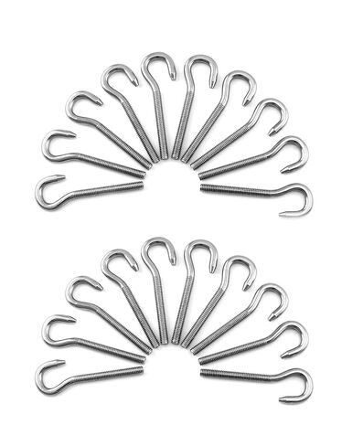 QWORK M6 Hook Bolt 304 Stainless Steel Ring Screw, 20 Pack Screw Hook High Hardness Steel Hook Bolt in Saudi Arabia