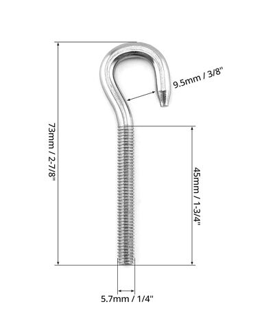 QWORK M6 Hook Bolt 304 Stainless Steel Ring Screw, 20 Pack Screw Hook High Hardness Steel Hook Bolt in Saudi Arabia
