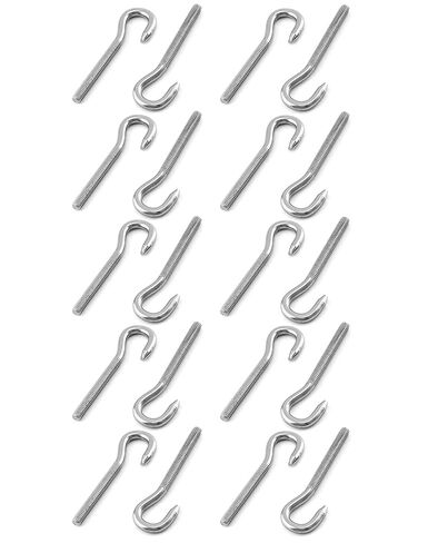 QWORK M6 Hook Bolt 304 Stainless Steel Ring Screw, 20 Pack Screw Hook High Hardness Steel Hook Bolt in Saudi Arabia