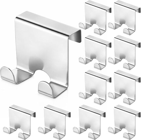 Hicarer 10 Pcs Over Cabinet Door Hooks, Stainless Steel Kitchen Cabinet Drawer Hooks for Towel, Coat, Robe Seamless No Drill Z-Shape Design for Door, Bathroom, Office Organization in Saudi Arabia