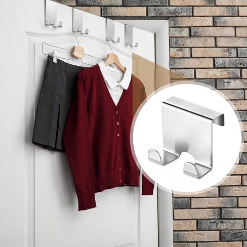Hicarer 10 Pcs Over Cabinet Door Hooks, Stainless Steel Kitchen Cabinet Drawer Hooks for Towel, Coat, Robe Seamless No Drill Z-Shape Design for Door, Bathroom, Office Organization in Saudi Arabia