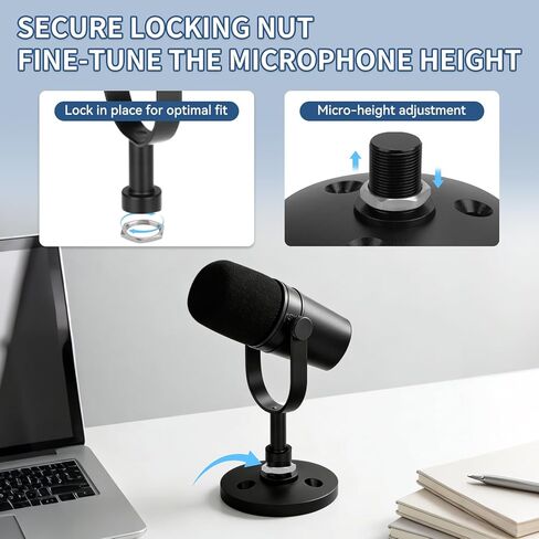 Desktop Microphone Stand for Shure MV7i/MV7x,Secure & Space-Saving Desk Stand for Shure MV7i/MV7x Podcast Mic​,Detachable microphone base with locking nut in Saudi Arabia