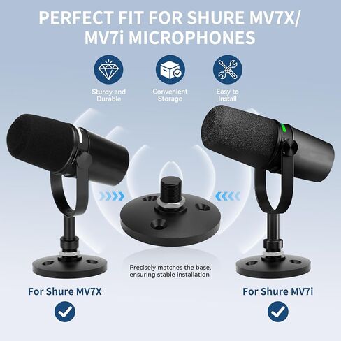 Desktop Microphone Stand for Shure MV7i/MV7x,Secure & Space-Saving Desk Stand for Shure MV7i/MV7x Podcast Mic​,Detachable microphone base with locking nut in Saudi Arabia