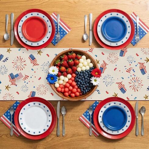 4th of July Table Runner 250 Anniversary USA Eagle 13x72 Inch Memorial Day Independence Day Patriotic Kitchen Table Decoration for Home in Saudi Arabia