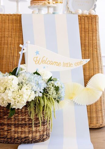 My Mind’s Eye Blue Striped Paper Table Runner – 16 Inch x 120 Inch Decorative Table Runner for Baby Showers Birthday Parties Nautical Theme and Kids Celebrations in Saudi Arabia