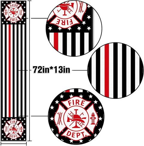 American Firefighter Flag Table Runner USA Fire Fireman Themed Party Decoration Graduation Retirement Dining Room Home Kitchen Table Decor in Saudi Arabia