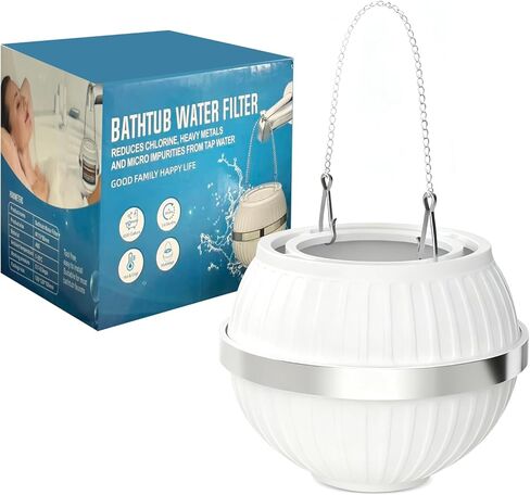 Bathtub Filter, a Water Filtration Device for bathtubs. 11-Layer Filtration, Capable of Removing Chlorine, Softening Hard Water, Removing impurities in Water, and Protecting Skin and Body. (White) in Saudi Arabia