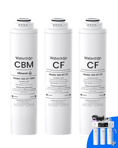 فلتر Waterdrop RT-2CFCBM، بديل لنظام فلتر المياه التناضح العكسي بدون خزان Waterdrop T3-M (𝐂𝐅*𝟐 + 𝐂𝐁𝐌*𝟏)، مجموعة لمدة عام واحد in Saudi Arabia