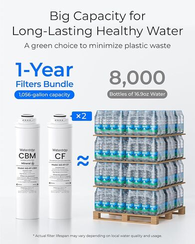 فلتر Waterdrop RT-2CFCBM، بديل لنظام فلتر المياه التناضح العكسي بدون خزان Waterdrop T3-M (𝐂𝐅*𝟐 + 𝐂𝐁𝐌*𝟏)، مجموعة لمدة عام واحد in Saudi Arabia