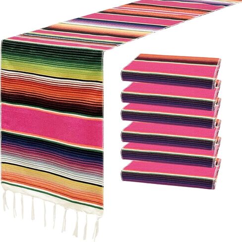 6Pack Mexican Table Runners 14 x 84 Inch Fiesta Mexican Party Decoration Mexican Runners for Table Cinco De Mayo Party Wedding(Red) in Saudi Arabia