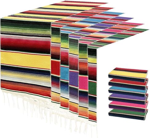 6Pack Mexican Table Runners 14 x 84 Inch Fiesta Mexican Party Decoration Mexican Runners for Table Cinco De Mayo Party Wedding(Red) in Saudi Arabia
