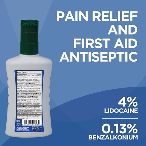 Maximum OTC Strength Pain Relief Cleansing Spray | First Aid Antiseptic | 4% Lidocaine + 13% Benzalkonium | No Sting Formula | 5 fl oz in Saudi Arabia