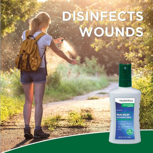 Maximum OTC Strength Pain Relief Cleansing Spray | First Aid Antiseptic | 4% Lidocaine + 13% Benzalkonium | No Sting Formula | 5 fl oz in Saudi Arabia