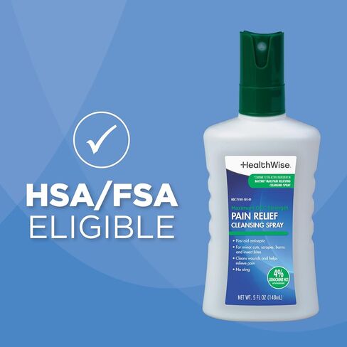 Maximum OTC Strength Pain Relief Cleansing Spray | First Aid Antiseptic | 4% Lidocaine + 13% Benzalkonium | No Sting Formula | 5 fl oz in Saudi Arabia