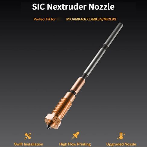 Immdinogo for Phaetus Upgrade Nextruder Prus 0.4 مم فوهة كربيد السيليكون ملحقات الطابعة ثلاثية الأبعاد لـ MK4 MK4S XL MK3.9 MK3.9S Hotend: كسر الحرارة مع معطف EndCoat - حافظ على خيوط الطباعة حتى 154LB in Saudi Arabia