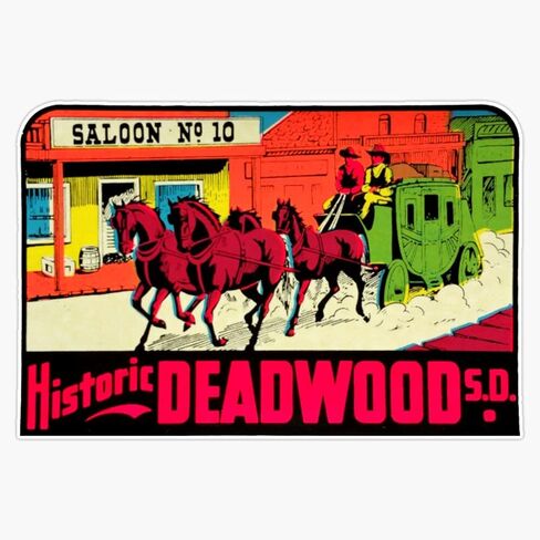 ملصق حائط من Deadwood South Dakota Vintage للسفر مصنوع من الفينيل ملصق جداري للكمبيوتر المحمول مقاس 5 بوصات، RDB-USA-STICKERS-0281 in Kuwait