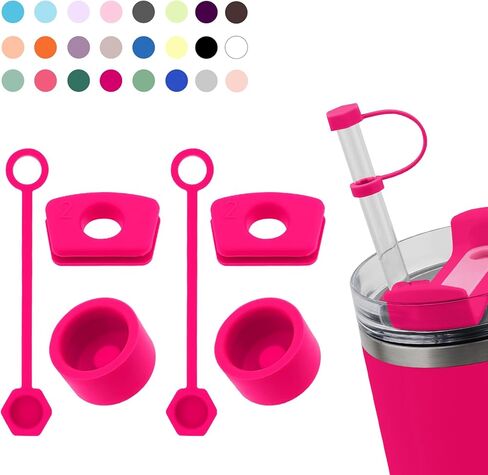 Silicone Spill Stopper Set Compatible with Stanley Cup 2.0 30oz & 40oz with Straw Cover (Set of 2, Clear) in Saudi Arabia