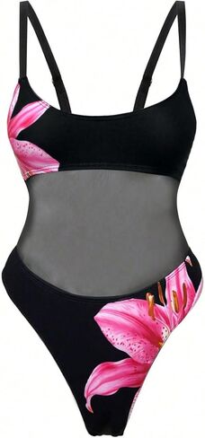 GORGLITTER Women's One Piece Swimsuit Summer Beach Tummy Control Mesh Push Up Bathing Suit Bikini Sexy Slimming Swimwear in Saudi Arabia