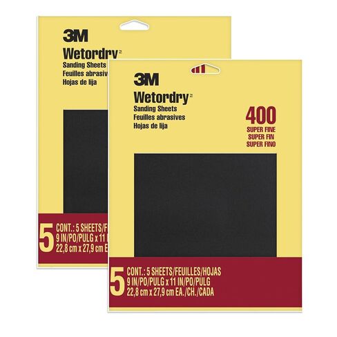3M Wetordry Sandpaper, 9 in. x 11 in., 400 Grit, 5 Sheets | For Sanding Between Coats of Varnish, Lacquer, Paint & other finishes, Waterproof Paper, Super Fine Sanding Paper (9085NA) in Kuwait