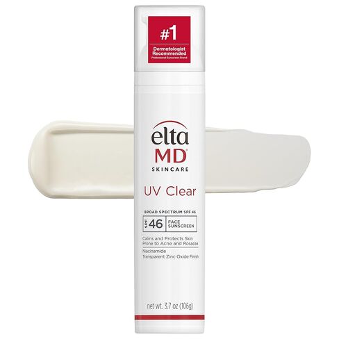 EltaMD UV Clear Face Sunscreen, SPF 46 Oil Free Sunscreen with Zinc Oxide, Protects and Calms Sensitive Skin and Acne-Prone Skin, Lightweight, Silky, Dermatologist Recommended, 1.7 oz Pump in Kuwait
