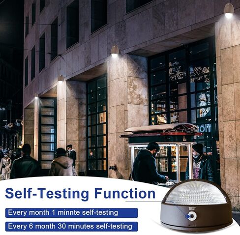 OSTEK LED ضوء الطوارئ مع مستشعر الخلايا الكهروضوئية الاحتياطية للبطارية، IP65 12W LED حزمة الجدار الخارجية لتركيبات الإضاءة في حالات الطوارئ 5000K 120-277VAC، تشخيص الاختبار الذاتي، غلاف من الألومنيوم، معتمد من UL in Kuwait