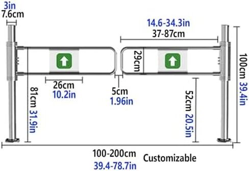 Automatic Swing Gate Access Control, One-Way Door with Spring-Loaded Safety, Stainless Steel Entry/Exit Gate for Warehouses & Yards (180 x 100 cm / 70.8" x 39.4") in Saudi Arabia