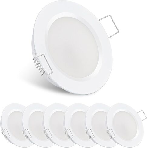 acegoo RV 2.75 "مصباح سقف LED مجوف 12 فولت ضوء عفريت رفيع للغاية، مصابيح RV قابلة للتعتيم داخلية لشاحنة التخييم والمركب الشراعي وسقف المراكب الشراعية تحت إضاءة الخزانة، 6 عبوات (أسود، أبيض بارد) in Kuwait