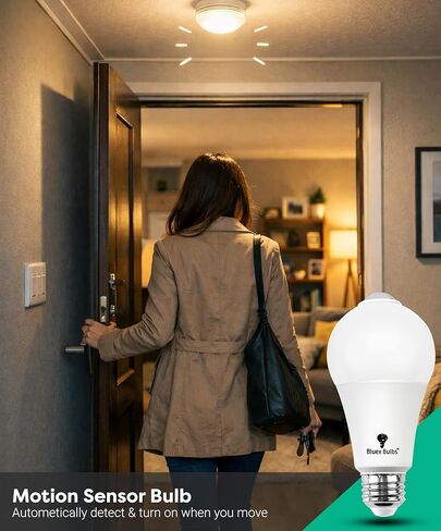 Bluex Bulbs 3 Pack Motion Sensor LED Light Bulb A21, 15W 1300 Lumens, Warm White 3000K, Automatic On/Off Security Light, E26 Medium Base Indoor & Outdoor Use, 120V (3000K - Warm White) in Saudi Arabia