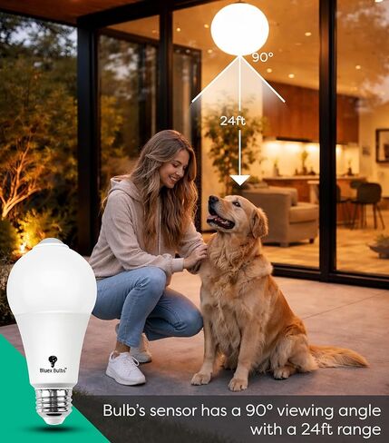 Bluex Bulbs 3 Pack Motion Sensor LED Light Bulb A21, 15W 1300 Lumens, Warm White 3000K, Automatic On/Off Security Light, E26 Medium Base Indoor & Outdoor Use, 120V (3000K - Warm White) in Saudi Arabia