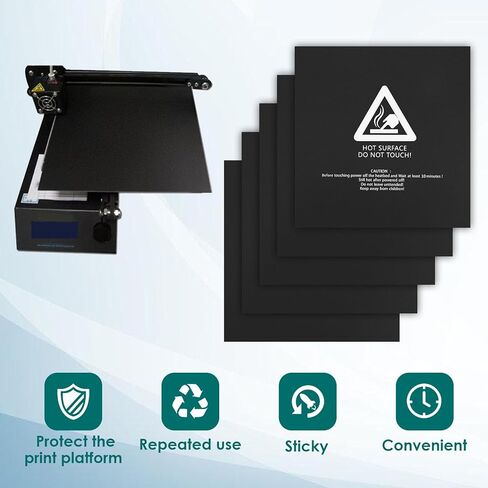 لوحة بناء Adventurer 4 pro، 5 قطع 220 × 220 مم جزء الطابعة ثلاثية الأبعاد ملصقات طباعة لوحة السرير المسخنة تزيد من الالتصاق وتقلل من مشاكل التجمد وقابلة لإعادة الاستخدام PLA ABS HIPS PETG in Saudi Arabia