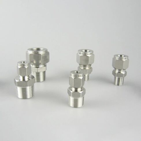 1 قطعة 1/4 "NPT ذكر x 6 مللي متر OD مزدوج الطويق ضغط الاتحاد موصل الفولاذ 304 IHNIEAEW in Saudi Arabia