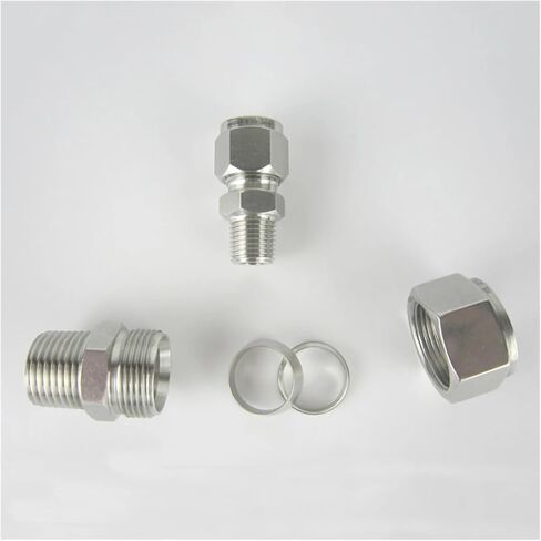 1PC 1/4" NPT Male x 8mm OD Double Ferrule Compression Union Connector Stainless 304 IHNIEAEW in Saudi Arabia