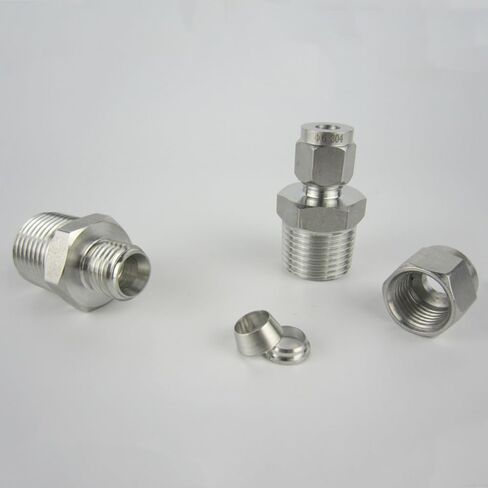 1PC 1/4" NPT Male x 8mm OD Double Ferrule Compression Union Connector Stainless 304 IHNIEAEW in Saudi Arabia