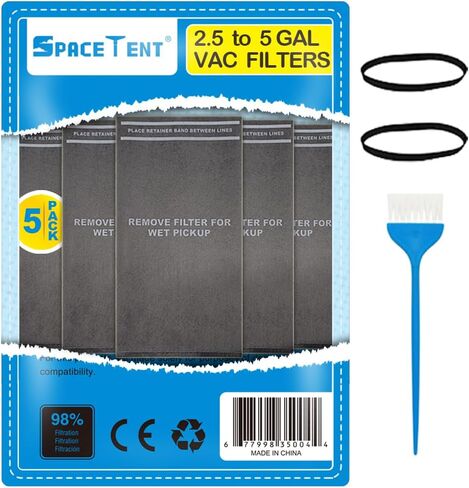 SpaceTent 5 عبوات من أكياس الفلتر الجاف CMXZVBE38737، متوافقة مع 2 إلى 2.5 جالون من المكنسة الرطبة/الجافة وPowerhead Bucket Vac، الجزء # CRAFTSMAN 38737 9-38737، فلتر مكنسة Craftsman CMXZVBE38737 in Kuwait