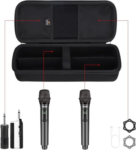 Aproca Case Compatible with talomen / ECHOMUSSY / JBL Wireless Two Microphone System, Handheld Dual Mic Storage Bag for Receiver, Batteries and Other Accessories (Case Only ) in Saudi Arabia