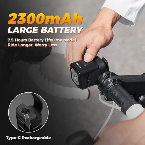 ROCKBROS دراجة القرن الدراجة الخفيفة 2 في 1 450LM 120dB قابلة للشحن مقاوم للماء مصباح الدراجة الأمامي للدراجة الطريق الجبلية in Saudi Arabia