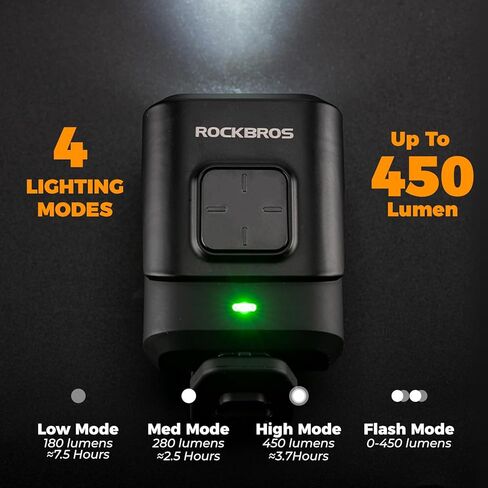 ROCKBROS دراجة القرن الدراجة الخفيفة 2 في 1 450LM 120dB قابلة للشحن مقاوم للماء مصباح الدراجة الأمامي للدراجة الطريق الجبلية in Saudi Arabia