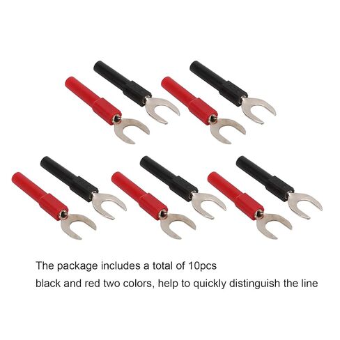 Hapivida Multimeter Test Leads, Universal 4mm Copper Y Spade Banana Plug Adapter with Fork Spade Connectors, 10-Piece Red Black Set for Automotive Diagnostics and Laboratory Testing Equipment in Saudi Arabia