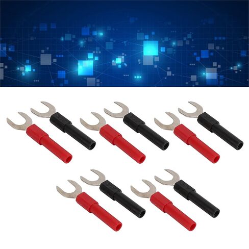 Hapivida Multimeter Test Leads, Universal 4mm Copper Y Spade Banana Plug Adapter with Fork Spade Connectors, 10-Piece Red Black Set for Automotive Diagnostics and Laboratory Testing Equipment in Saudi Arabia