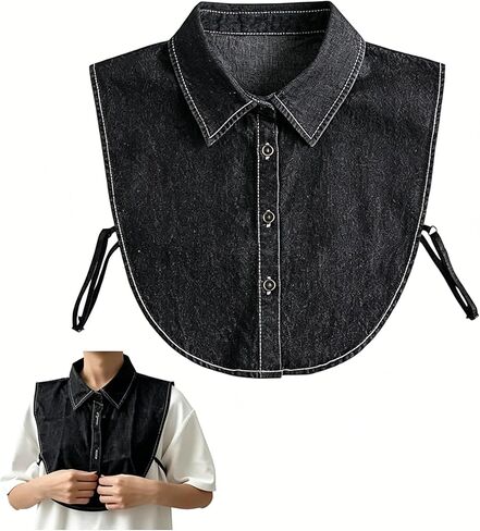 Unisex Fake Collar Detachable,Half Shirts Solid Color Denim Fake Collar False Shirt Collar for Women Girls Decorative Favors in Saudi Arabia