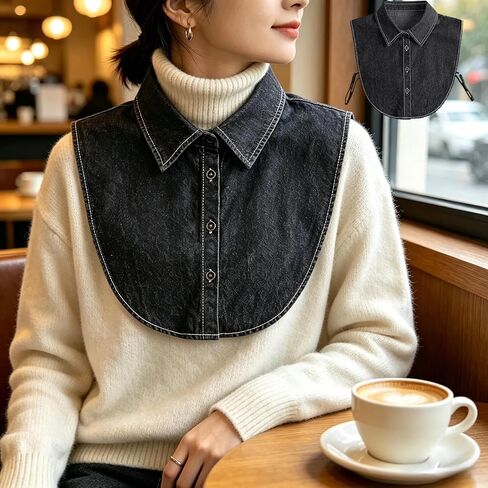 Unisex Fake Collar Detachable,Half Shirts Solid Color Denim Fake Collar False Shirt Collar for Women Girls Decorative Favors in Saudi Arabia