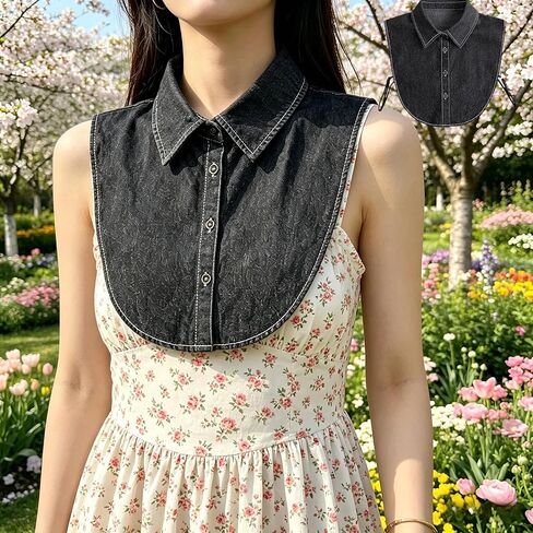 Unisex Fake Collar Detachable,Half Shirts Solid Color Denim Fake Collar False Shirt Collar for Women Girls Decorative Favors in Saudi Arabia