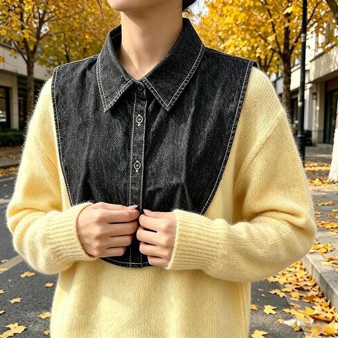 Unisex Fake Collar Detachable,Half Shirts Solid Color Denim Fake Collar False Shirt Collar for Women Girls Decorative Favors in Saudi Arabia