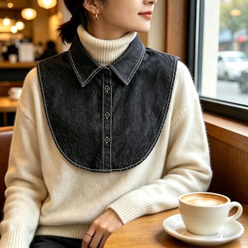 Unisex Fake Collar Detachable,Half Shirts Solid Color Denim Fake Collar False Shirt Collar for Women Girls Decorative Favors in Saudi Arabia